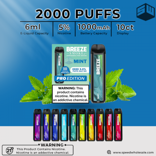 BREEZE SMOKE PRO 2000 PUFFS T.F.N DISPOSABLE VAPE 10CT/DISPLAY