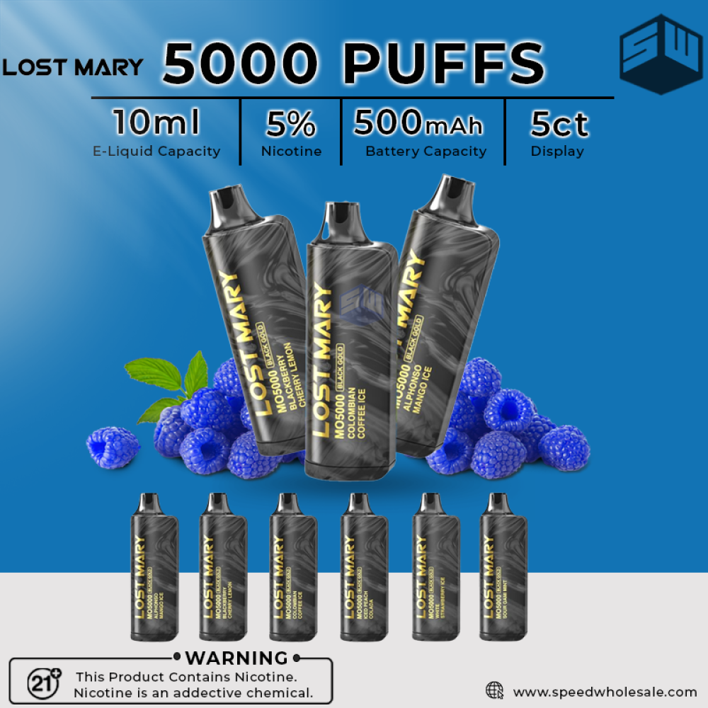 Lost Mary Mo5000 Rechargeable Ginger Beer Lost Mary MO5000 Disposable Vape  Buy Lost Mary MO5000 Strawberry Ice Disposable | ProVape