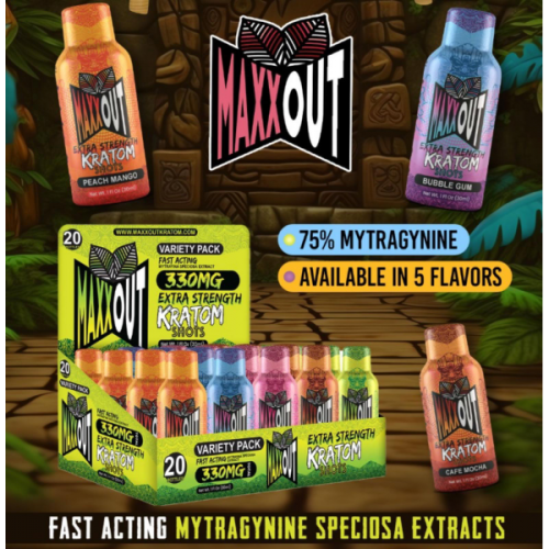 MAXX OUT KRATOM EXTRACT SHOTS VARIETY PACK 20CT/PK