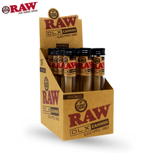 RAW DLX KING SIZE GLASS TIPPED CONES 12CT/PK 