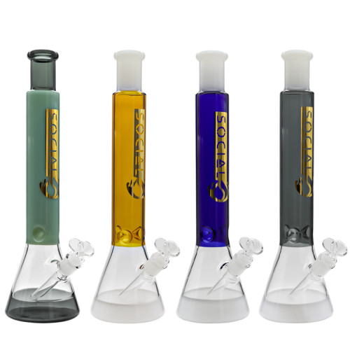 15 INCH SOCIAL "ATLANTA" COLORED TUBE BEAKER GLASS WATER PIPE 810GM 