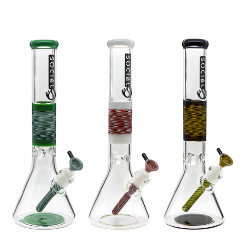 16 INCH SOCIAL WIG AG 7MM BEAKER GLASS WATER PIPE 1125GM 