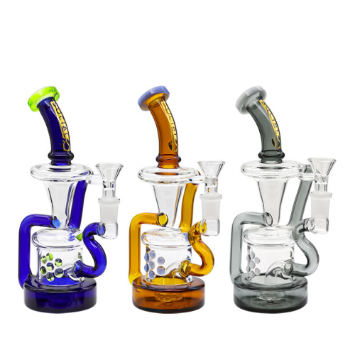 8.5 INCH SOCIAL  "MAZU" CONICAL RECYCLER RIG GLASS WATER PIPE 280GM  