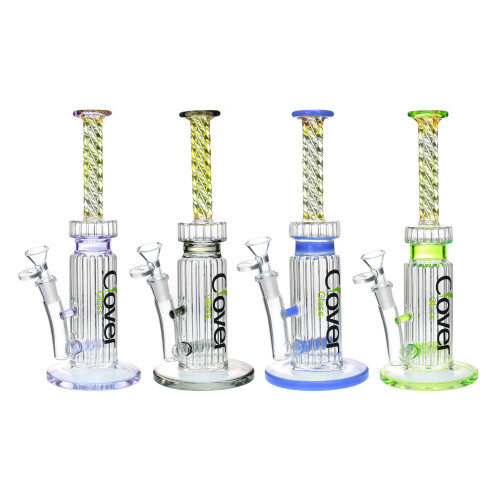 CLOVER GLASS 10 INCH SHOWER HEAD TWISTED TUBE WATER PIPE - 426GM 