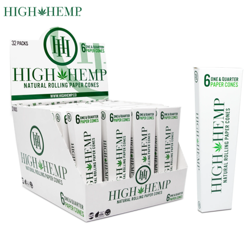 HIGH HEMP PAPER 1¼ CONES 6CT/32PK/DISPLAY