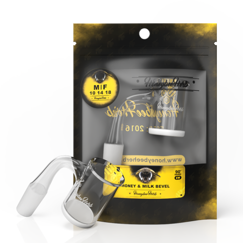 HONEY BEE BLACK LINE 14MM MALE 90° QUARTZ BANGER  