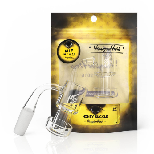 HONEY BEE YELLOW LINE 14MM MALE 90° QUARTZ BANGER