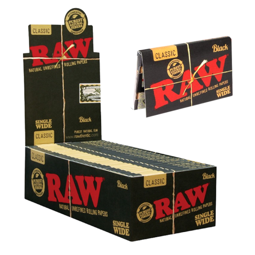 RAW BLACK CLASSIC SINGLE WIDE PAPERS 100CT/25PK                  