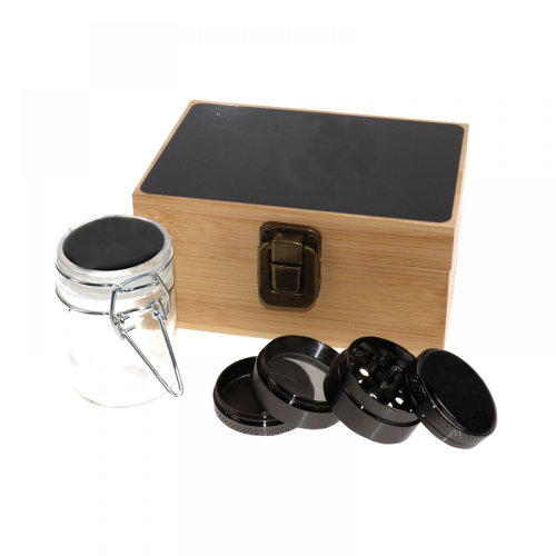BAMBOO WOOD KIT WITH JAR & GRINDER SMALL SET    