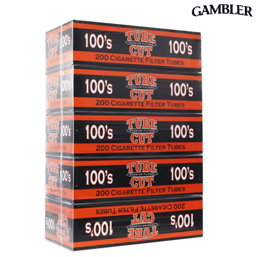 GAMBLER TUBE CUT 100'S CIGARETTE FILTER TUBES 200ct/5pk