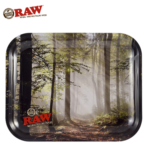 RAW SMOKEY FOREST METAL ROLLING TRAY       