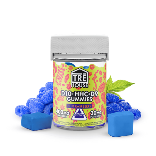 TRE HOUSE DELTA 9 + DELTA 10 + HHC GUMMIES  BLUE RSAPBERRY 400MG 6CT/PK
