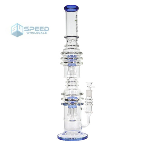 21 INCH CLOVER GLASS DUAL UPSIDE DOWN SPRINKLER PERCOLATOR WATER PIPE 2050GM 