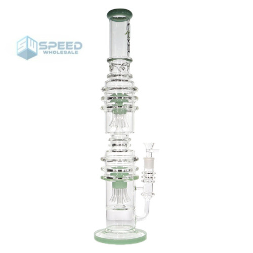 21 INCH CLOVER GLASS DUAL UPSIDE DOWN SPRINKLER PERCOLATOR WATER PIPE 2050GM 
