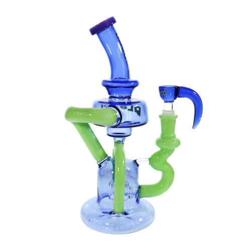 9 INCH ALEAF GLASS ZEUS RECYCLER WITH HORN BOWL WATER PIPE
