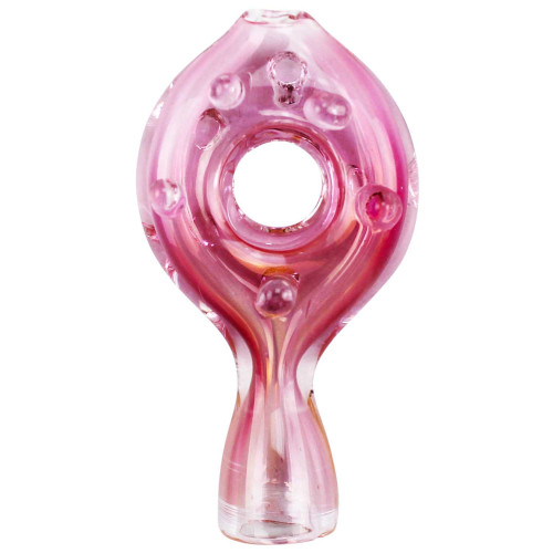 3 INCH GLASS GOLD FUMED DONUT WITH MARBLES DOTS 32GM