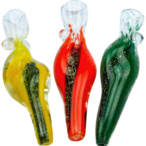 3 INCH GLASS TWISTED DICRO STAIGHT PIPE MIX COLOR 3CT/DISPLAY - 30GM 