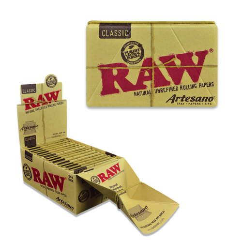 RAW CLASSIC ARTESANO  1¼  PAPERS + TIPS + TRAY - 15PK
