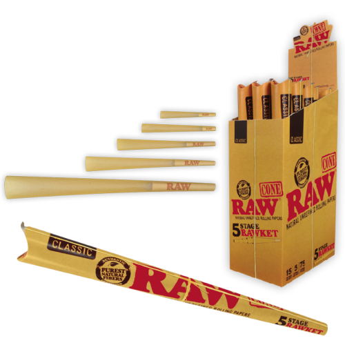RAW CLASSIC CONE 5 STAGE RAWKET 5CT/15PK    