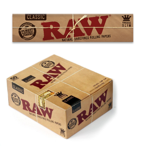 RAW CLASSIC KING SIZE SLIM ROLLING PAPERS 32CT/50PK    