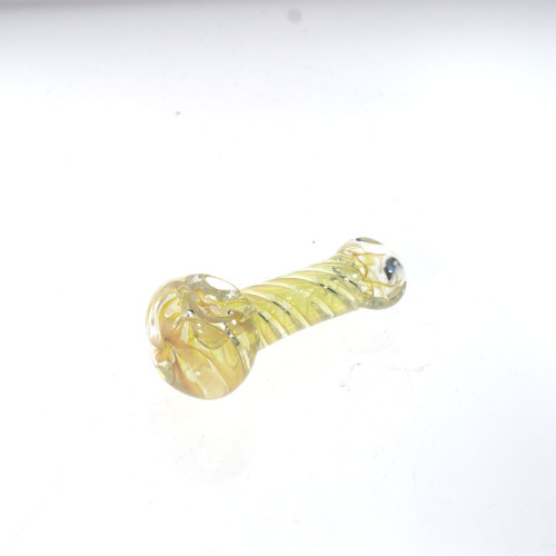3.5 INCH GLASS GOLD FUME TWISTED HAND PIPE 3CT/PK