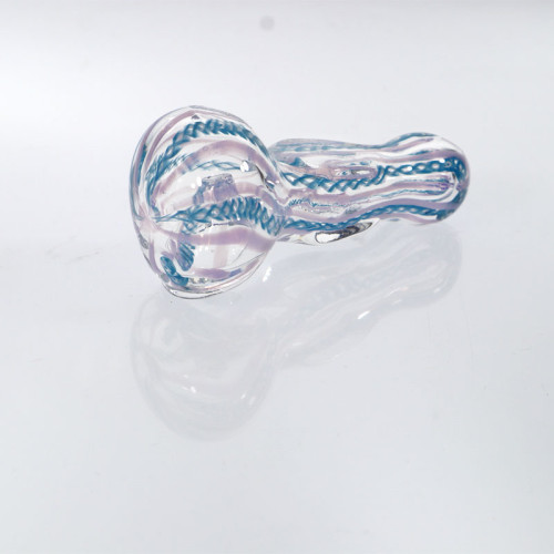 3.5 INCH GLASS SLYME BODY TWISTED CLEAR DESIGN HAND PIPE 2CT/PK -  
