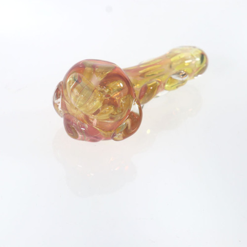 4 INCH GLASS GOLD FUME DOTTED BODY AND HEAD HAND PIPE 70GM 3CT/PK