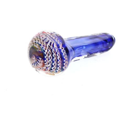 4 INCH GLASS ON GLASS RECTANGLE TUBE SWIRL HEAD HAND PIPE 78GM 3CT/PK ASSORTED COLOR