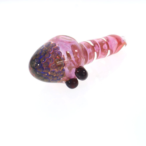 5 INCH GLASS ON GLASS HONEYCOMB DOTTED HEAD RINGED HAND PIPE 130GM 1CT - ASSORTED COLOR