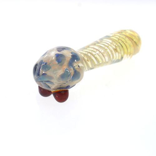 5 INCH GLASS ON GLASS HONEYCOMB DOTTED HEAD RINGED HAND PIPE 130GM 1CT - ASSORTED COLOR
