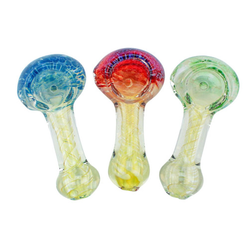 2.5 Inch Glass Swirl Design Fretted Design Flat Mouth 34gm 3ct/pk Assorted Color 