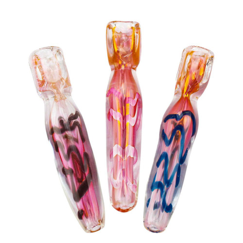 3.5 INCH GLASS GOLD FUMED GOG WITH SWIRL DESIGN STRAIGHT PIPE 28GM 3CT/PK