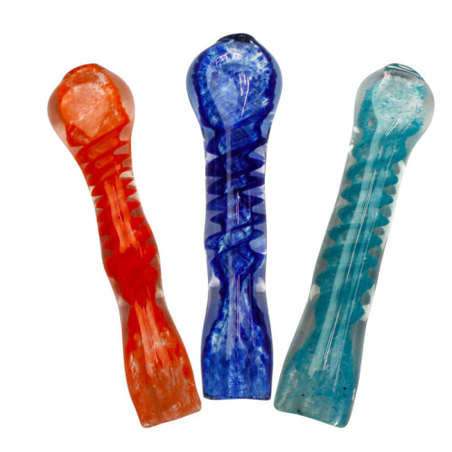 3 INCH GLASS TWISTED INSIDE FRITTED STRAIGHT PIPE 24GM MIX COLORS 