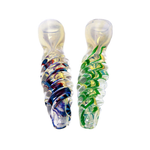 3 INCH GLASS TWISTED STRAIGHT PIPE 20 GM MIX COLOR 3CT/PK