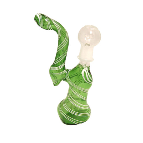 7 INCH GLASS COLOR TUBE BUBBLER WITH FLAT MOUTH 148GM 1CT GREEN     