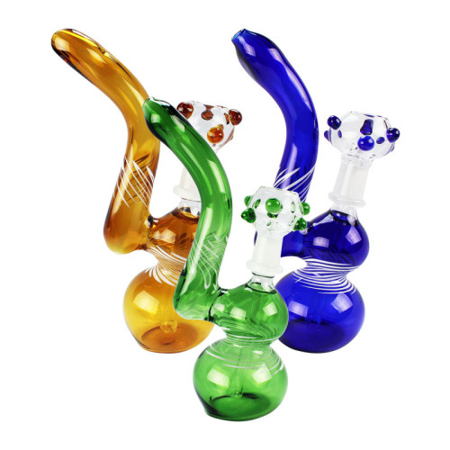 7 INCH GLASS FLAT MOUTH TRANSPARENT COLOR TUBE DOTTED BOWL OIL/WAX BUBBLER 118GM 1CT/PK  ASSORTED COLOR 