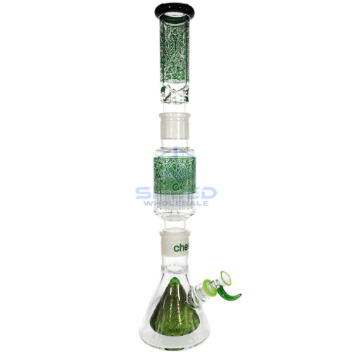 23 INCH CHEECH GLASS TRIPLE HENNA DOUBLE BEAKER WITH HEAVY PERCOLATOR GLASS WATER PIPE 1870G 