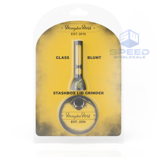 HONEY BEE GLASS BLUNT STASH BOX LID GRINDER SET         