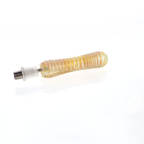 4.5 INCH GLASS GOLD FUME DAB STRAW WITH TITANIUM TIP & CLIP