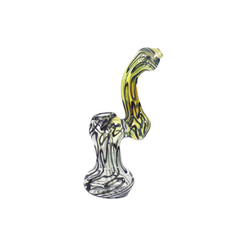 7 INCH GLASS SILVER FUMED & SWIRL ART DESIGN BUBBLER PIPE  1CT 200GM  ASSORTED COLOR   