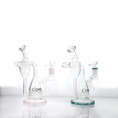 8 INCH CLOVER GLASS INLINE RECYCLER WATER PIPE 355GM 