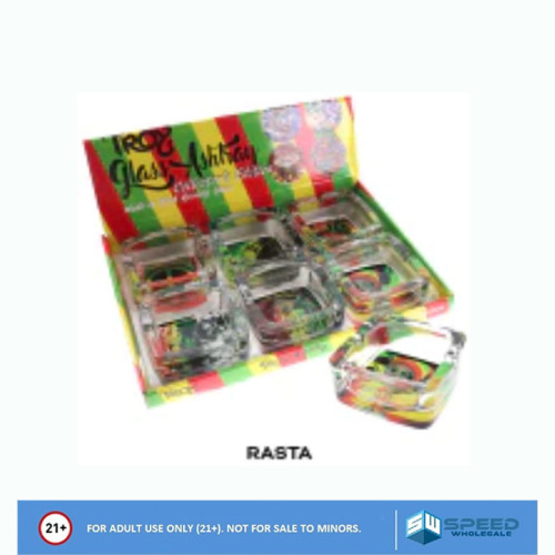 TROY SQUARE GLASS ASH TRAY 6CT/DISPLAY