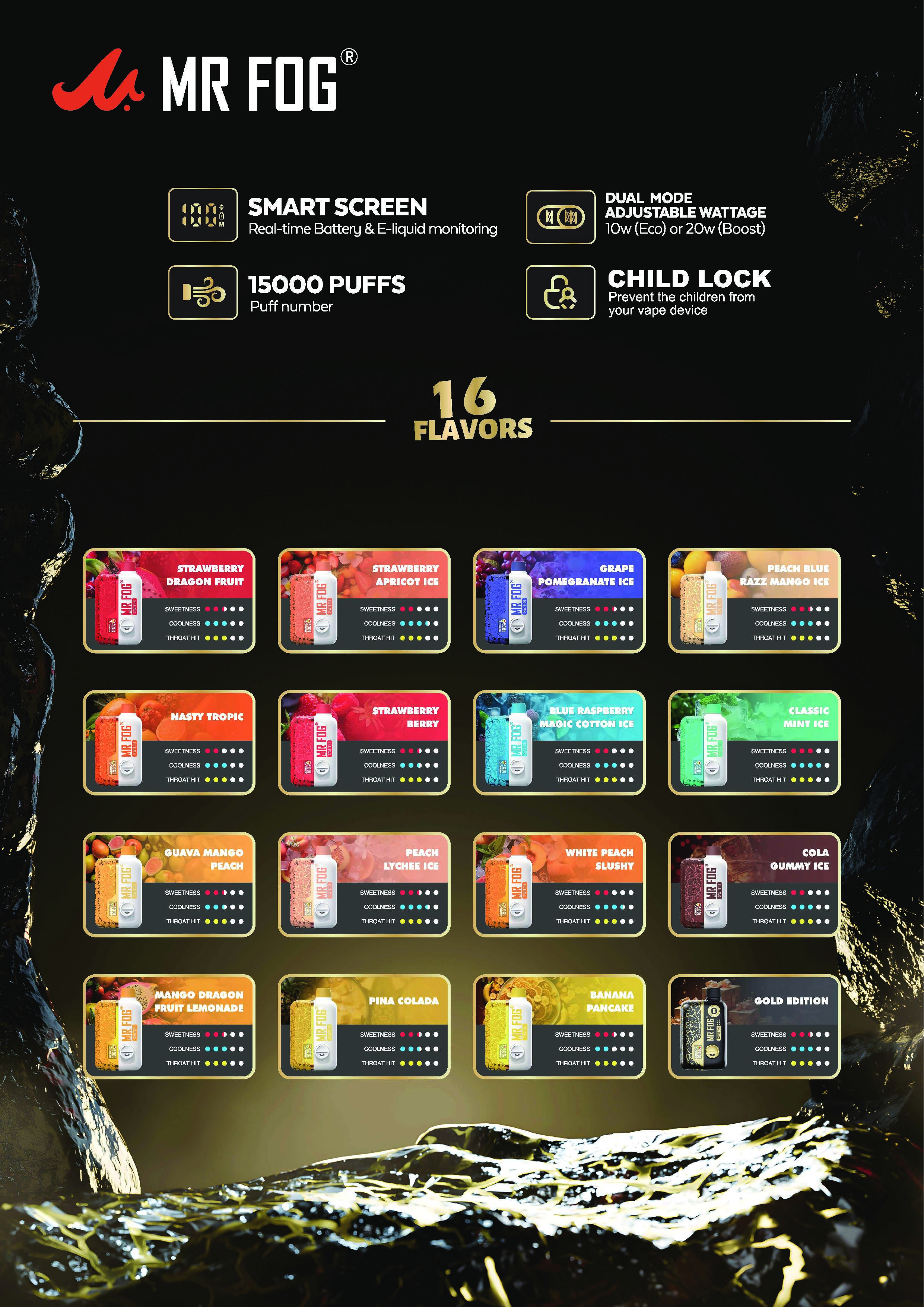 Mr Fog Switch15000 Puffs Disposable Vape 10ct/Display